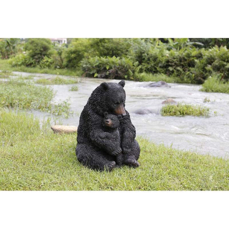 21.5" Bear Mother and Child Outdoor Garden Statue