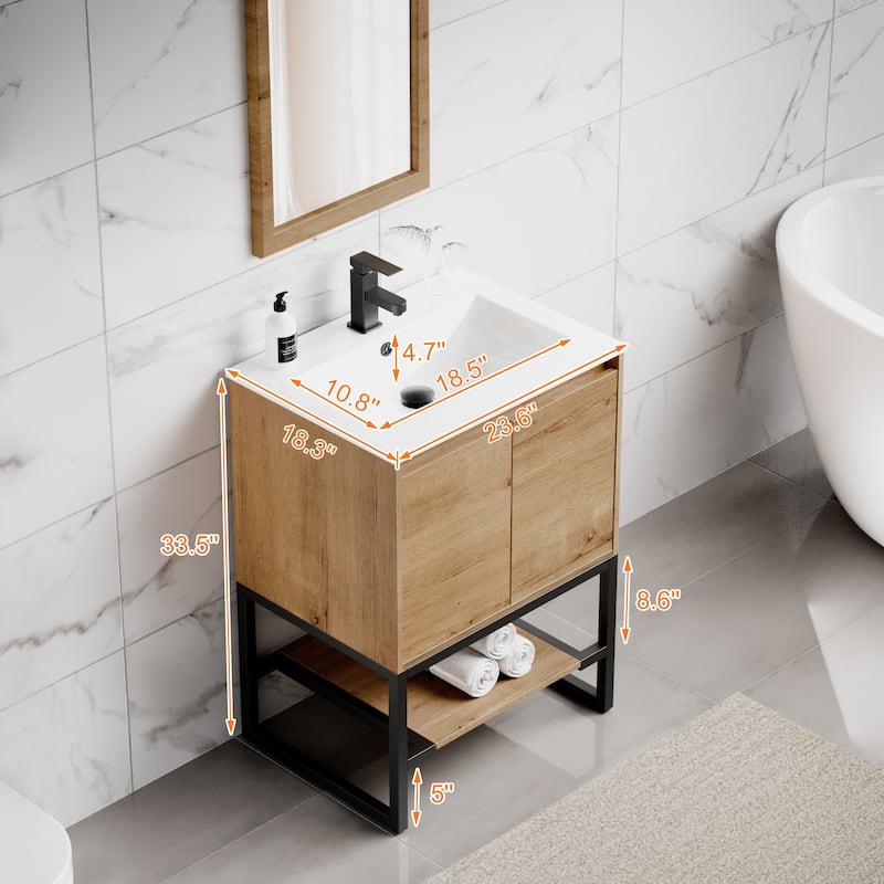 Bathroom Vanity Set Under-mount Ceramic Sink Combo Free Standing