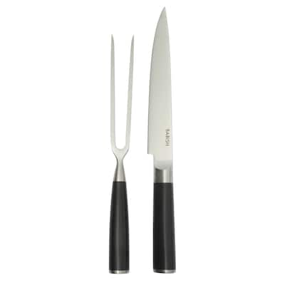 Babish 2-Piece Carving Knife and Fork Set - 8-Inch Stainless Steel Carving Knife with 6.5-Inch Fork - Ergonomic ABS Handles