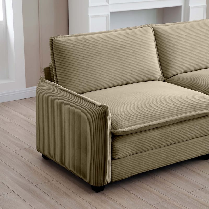 5-Piece Corduroy U-Shaped Modular Sectional Sofa with 2 Ottomans