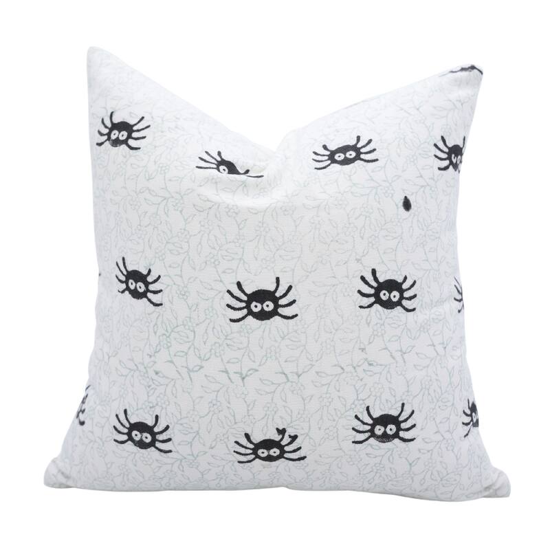 Fabdivine Home Decorative Accent Green Cotton Cushion Case, Skeleton - Pillow Covers - Spider- Black, Blue - 24" X 24"