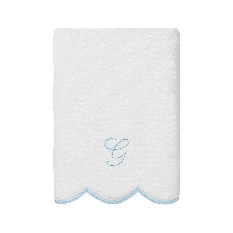 Authentic Hotel and Spa 100% Turkish Cotton Blue ADORNIA Scallop Personalized 3 Piece Towel Set - 3 Piece Set