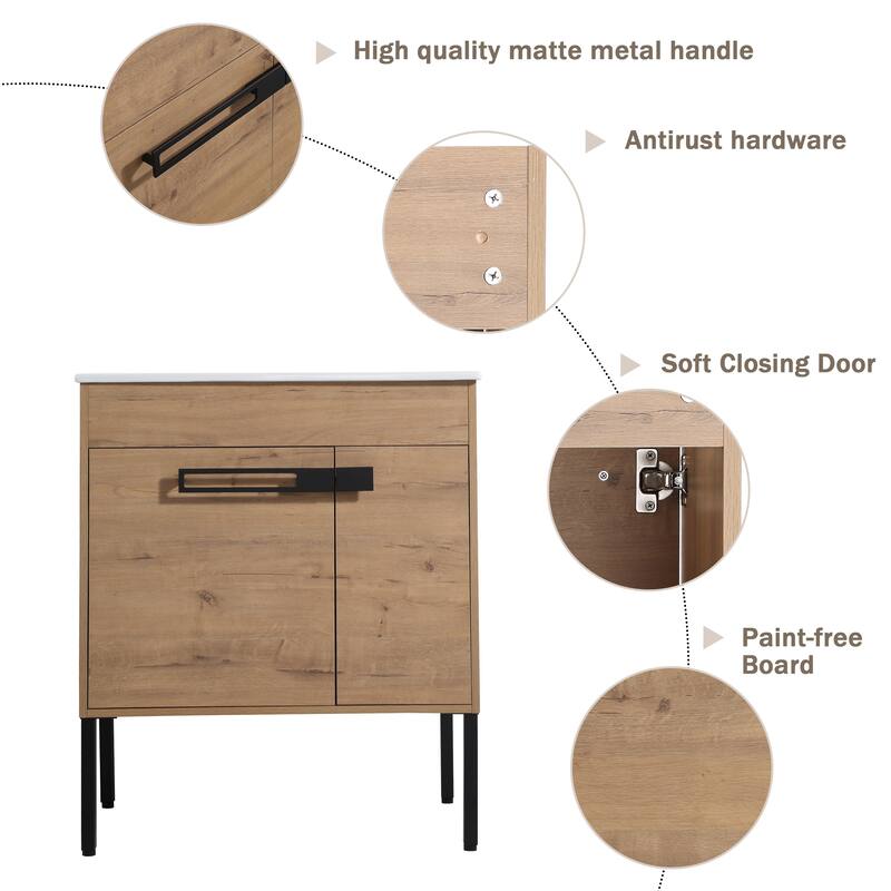 Beingnext 24"/30"/36" Bathroom Vanity with Sink, Freestanding/Floating Bathroom Vanity with Soft Close Door and Adjustable Shelf