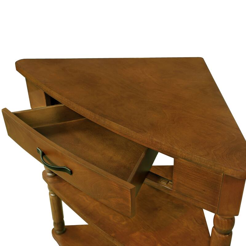 Rossetta 3 Tier Wood Triangle Corner Table, Easy Assemble