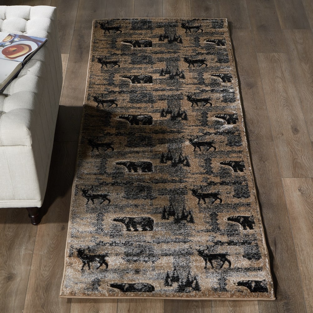 Wild Life Collection Beige/Black Area Rug