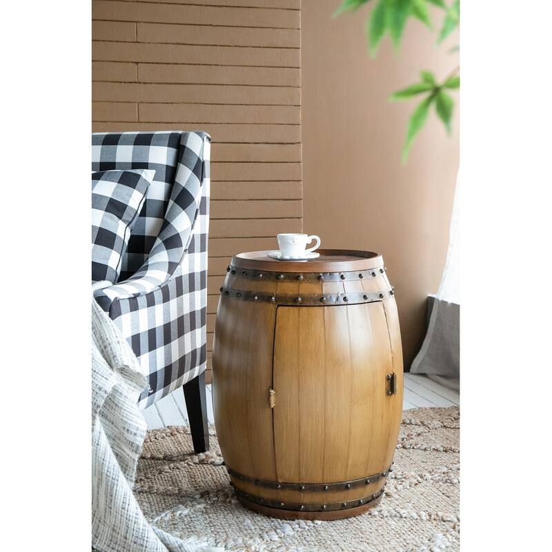 20.5x20.5x24" Drum Side Table - Rustic Brown
