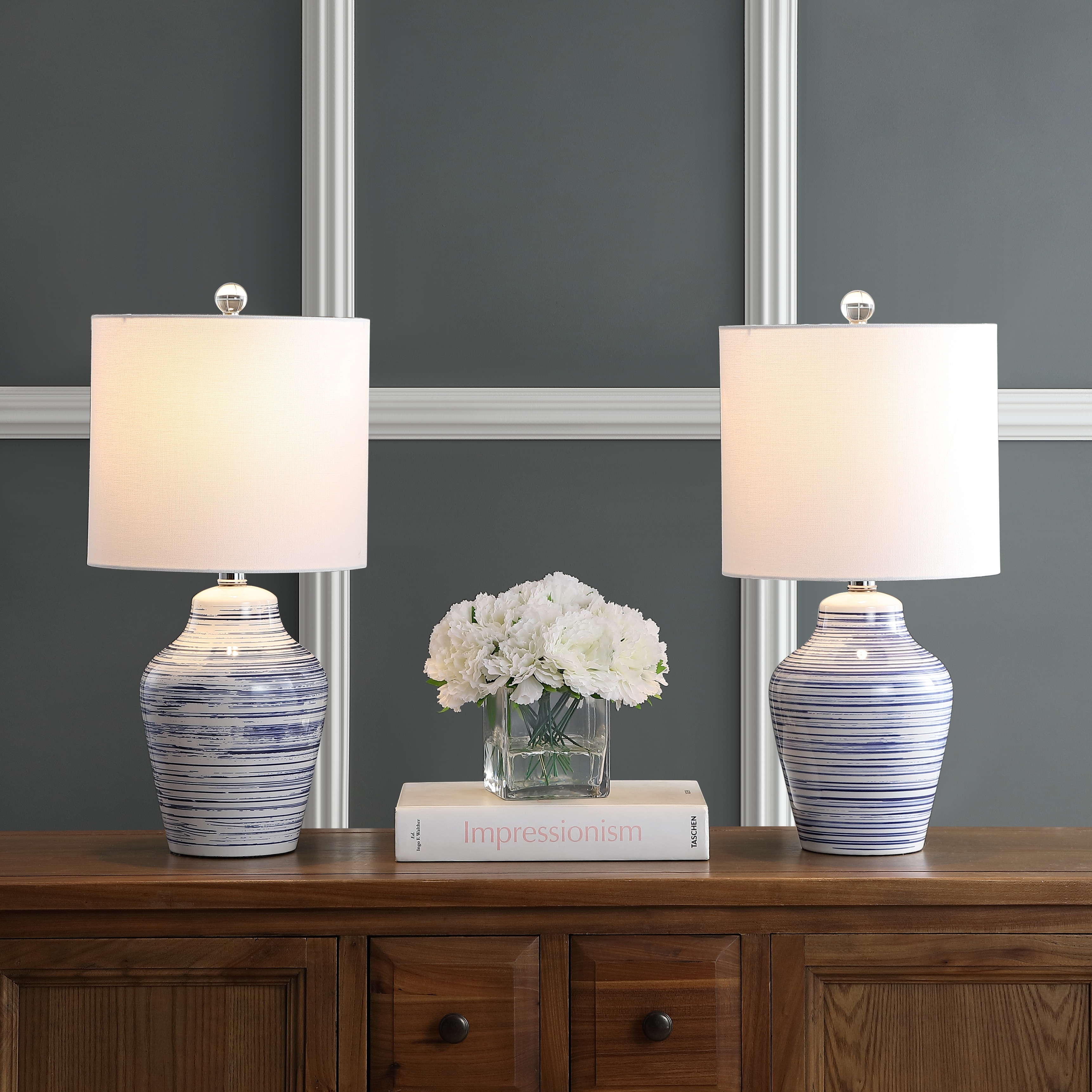 SAFAVIEH Lighting Mariola Ceramic Table Lamp Set of 2, 21-Inch, White - 10Wx10Dx21H