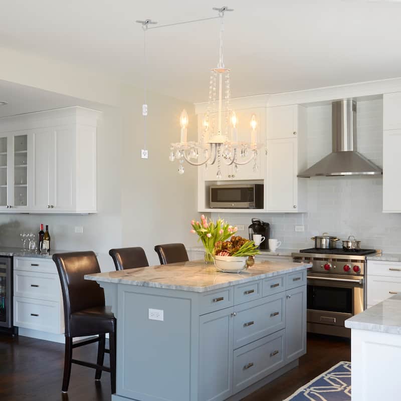 15.74-inch elegant 4-light crystal chandelier with metal frame plug-in