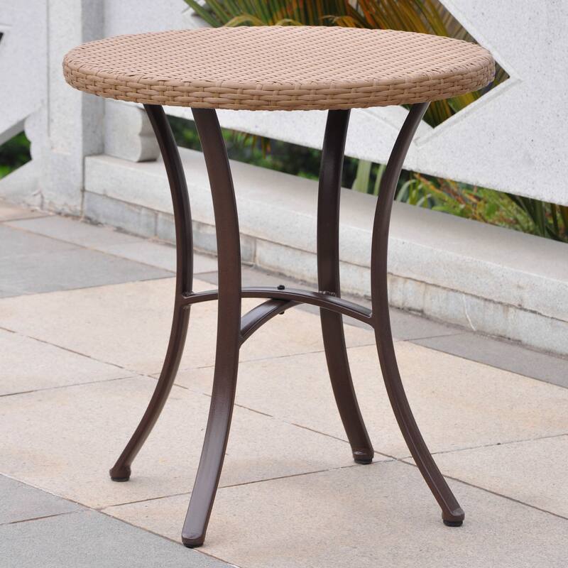 Barcelona Resin Wicker/Aluminum 28-inch Round Outdoor Bistro/Side Table ...