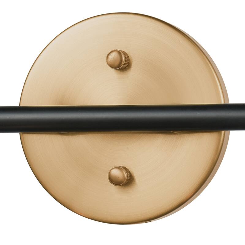 2-Light Vanity Light with Clear Globe Shade - 15" - Matte Black and Antique Gold