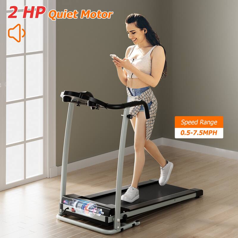 Costway 2 HP Up to 7.5MPH Folding Treadmill Motorized Running Machine - 49" x 23.5" x 38.5" (L x W x H)