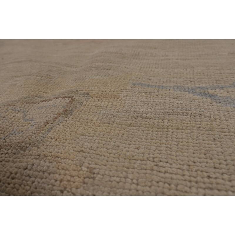 Vegetable Dye Beige Oushak Turkish Rug Handmade Wool Carpet - 9'1"x 12'3"