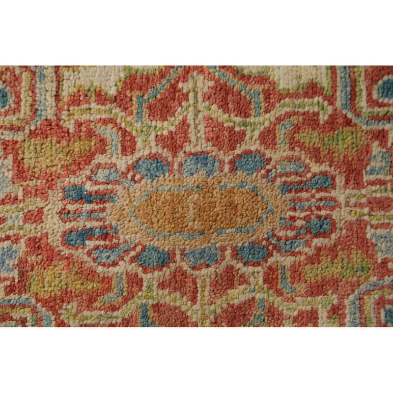 Vegetable Dye Heriz Serapi Rug Hand-Knotted Orange Wool Carpet - 2'10"x 4'0"