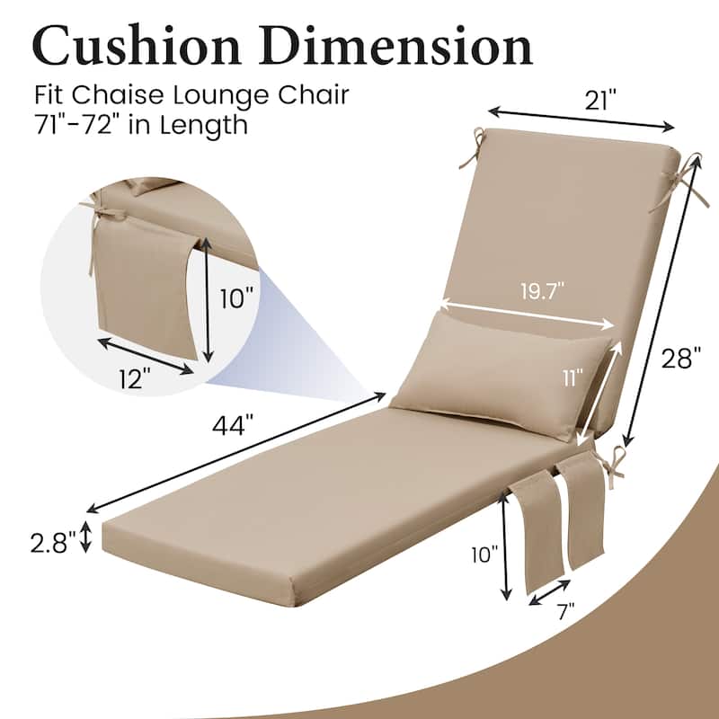 Outdoor Lounge Chair Cushions Patio Chaise Lounge Chair Seat Cushion with Pillow