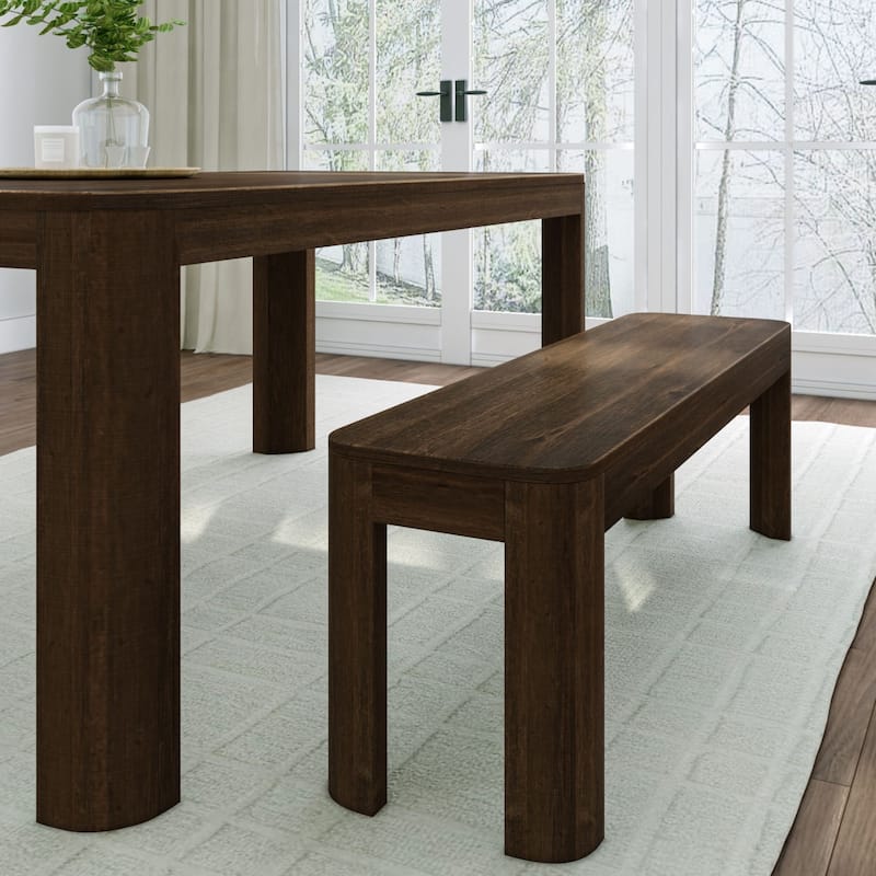 Plank and Beam Contour Dining Bench - Single - Walnut