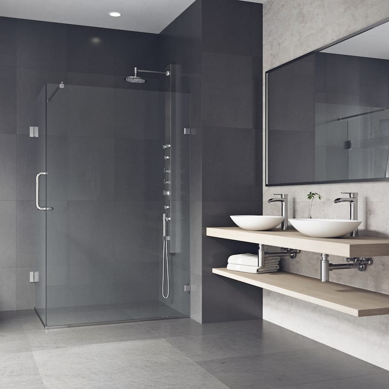 VIGO Pacifica 46"D x 34"W x 73"H Frameless Hinged Shower Enclosure