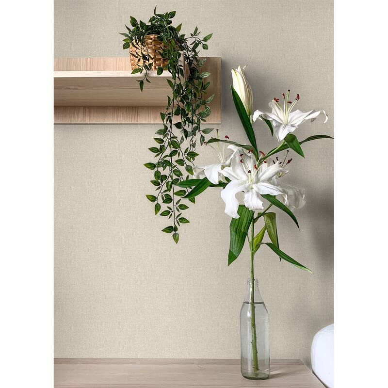 Brewster Glen Beige Linen Wallpaper