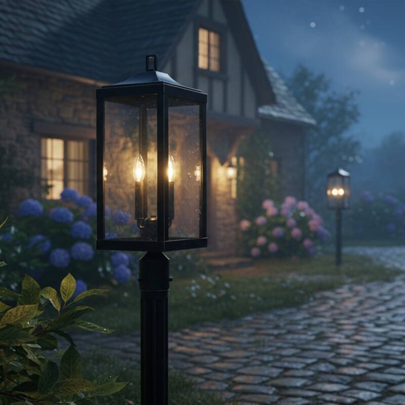 2 Light Outdoor Post Lantern in Imperial Black