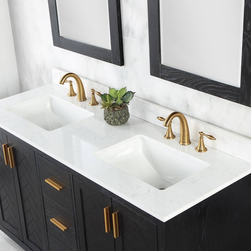 Altair Gazsi Bathroom Vanity with Composite Stone Countertop with Mirror