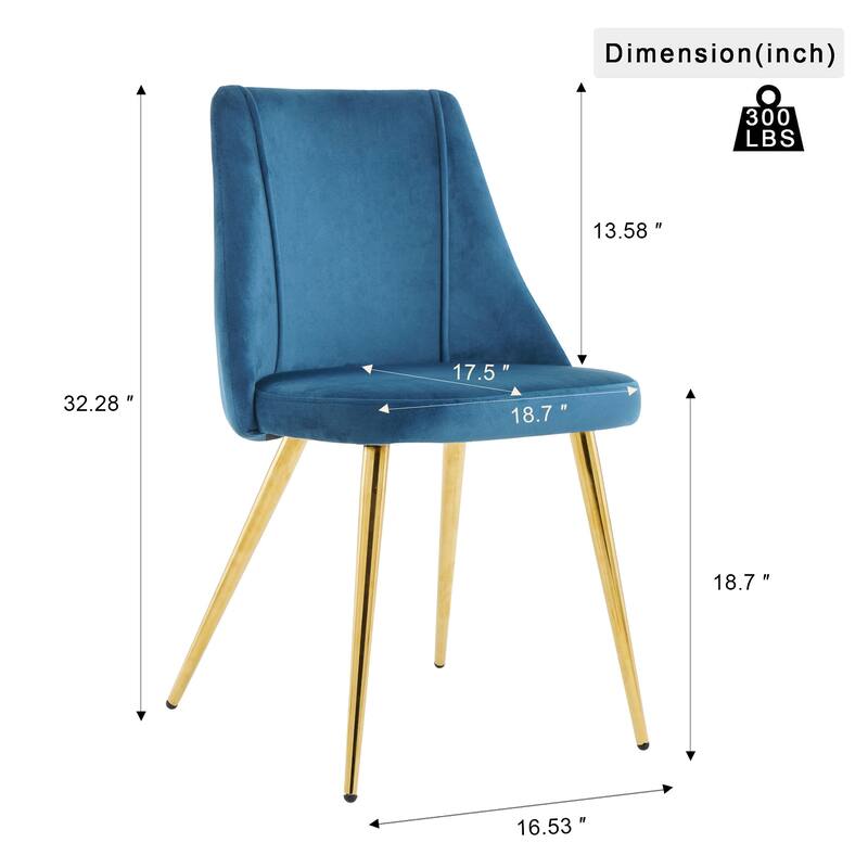 Set of 4 Modern Simple Velvet Dining Chair with Metal Legs