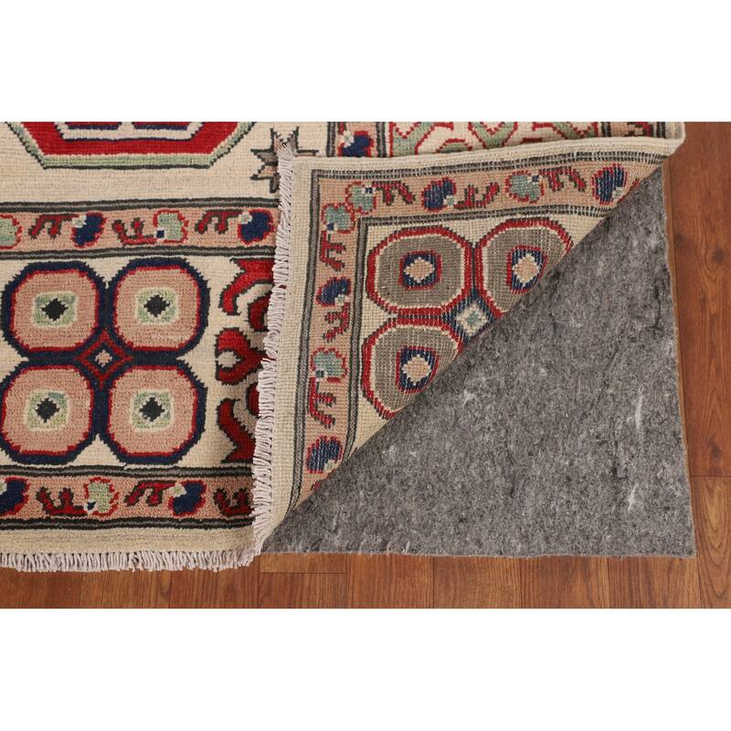 Geometric Kazak Area Rug Handmade Oriental Bedroom Wool Carpet - 6'6" x 9'7"