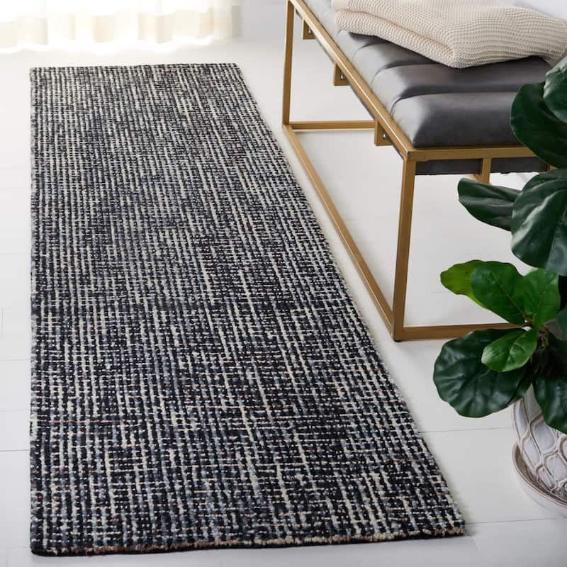 SAFAVIEH Handmade Abstract Lottie Modern Wool Rug - 2'3" x 6' Runner - Black/Grey - Runner