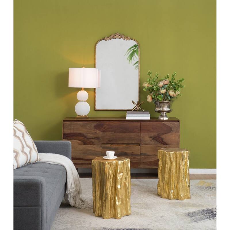 Large Baroque Arched Frame Wall Mirror - 41.75" - Gold