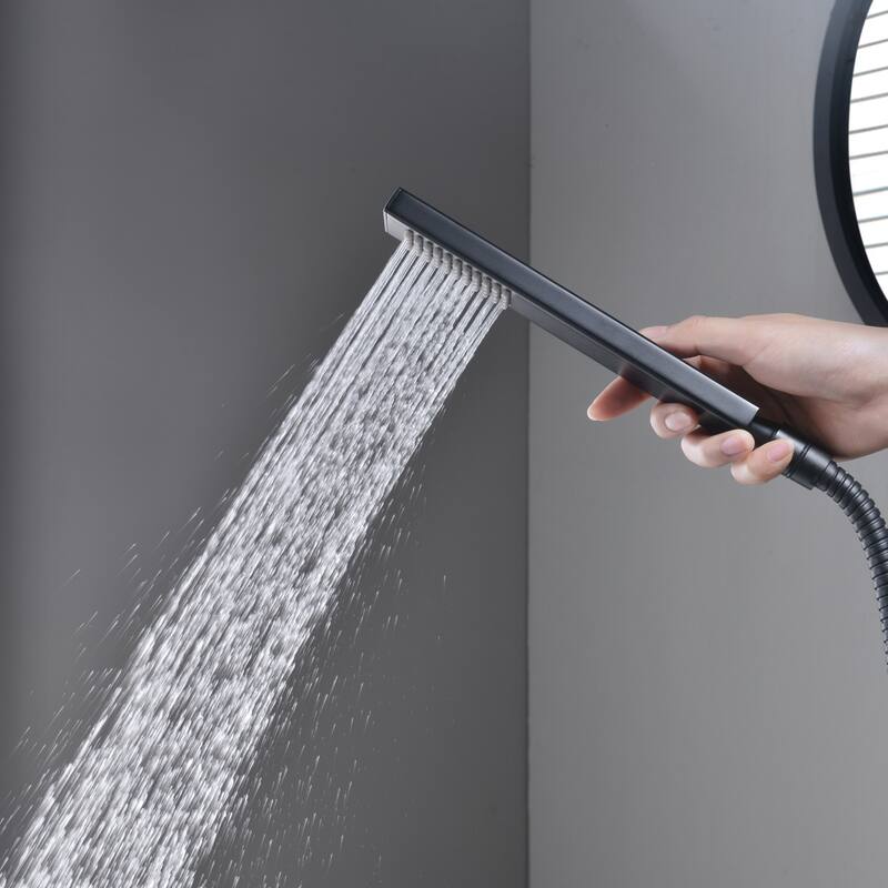 Freestanding Bathtub Faucet Tub Filler Black Floor Mount w/Hand Shower