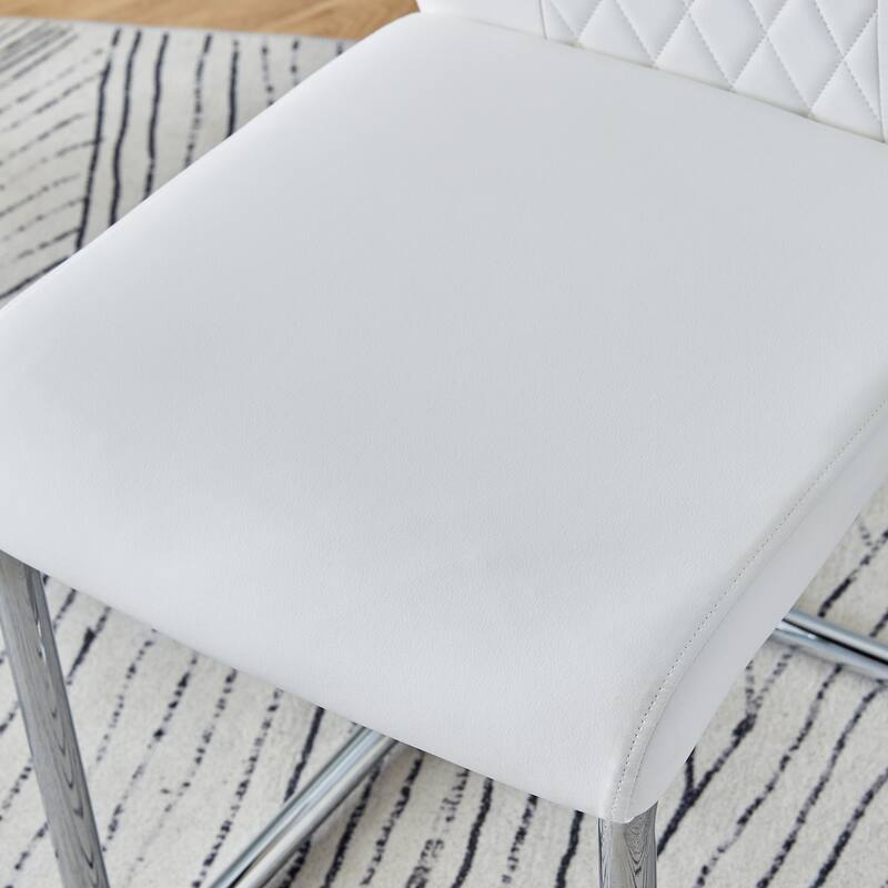 Table and chair set, Luxurious Sintered Stone Dining Table Set - 6 High-quality PU Chairs With Arched Metal Legs