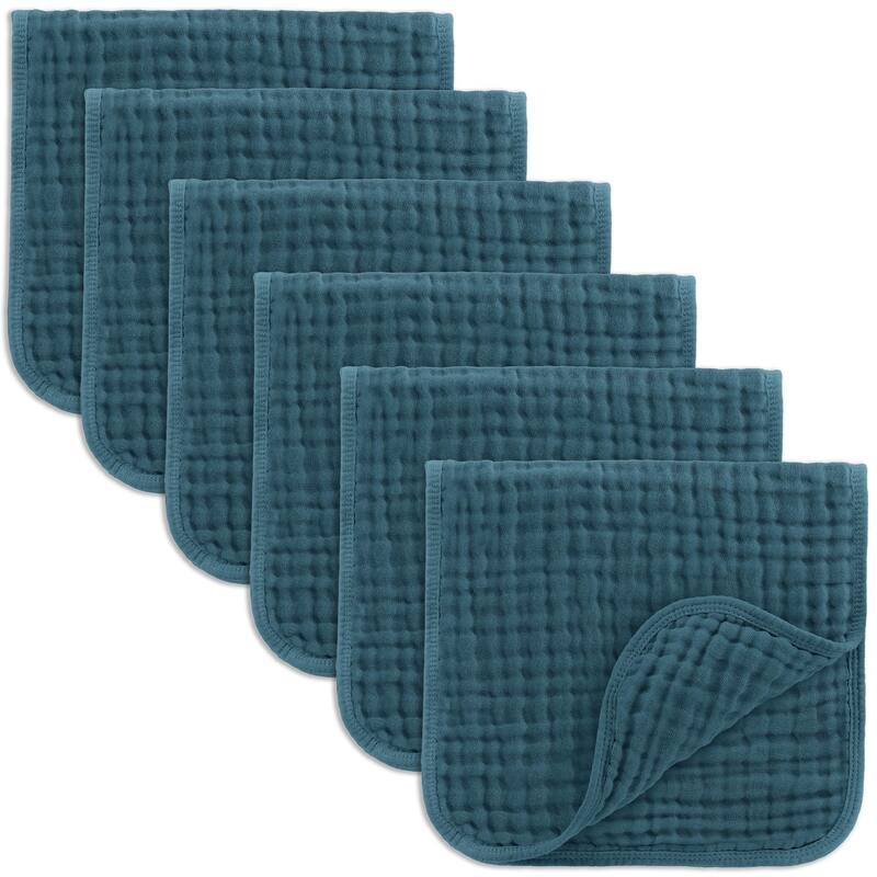 Muslin Burp Cloths for Babies by Comfy Cubs - Pack of 6 - Neptune