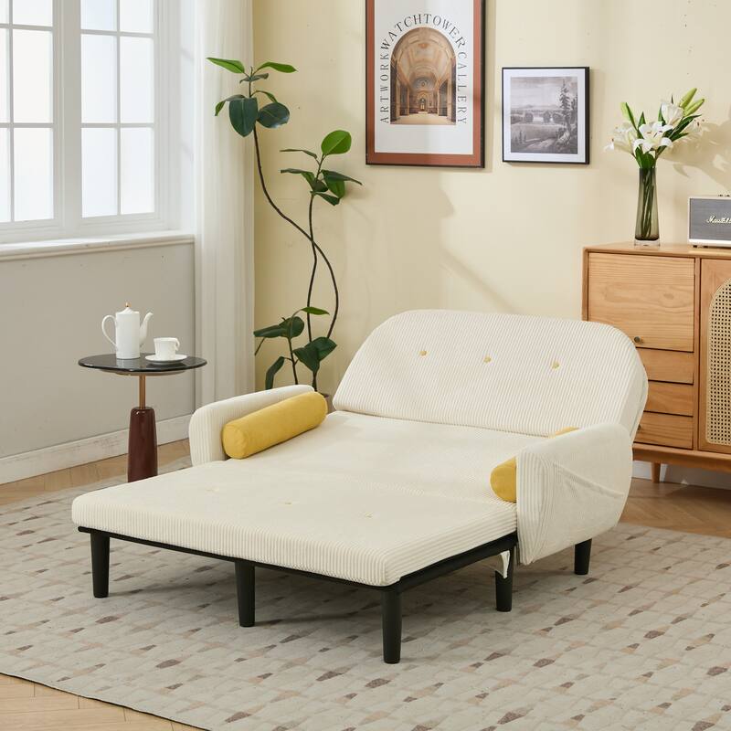Velvet Sofa Bed, Loveseat with Adjustable Backrest, Sleeper Sofa Daybed with Built-In USB Port
