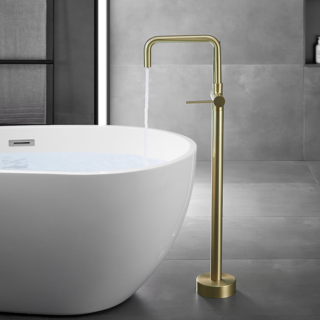 Freestanding Tub Faucets, Shower Mixer Taps, Floor Mounted Tub Filler With Handheld Shower