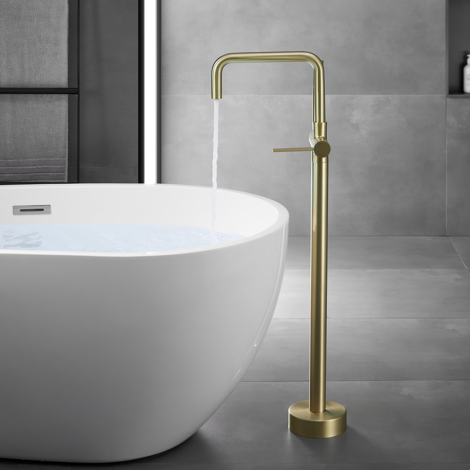 Freestanding Tub Faucets, Shower Mixer Taps, Floor Mounted Tub Filler With Handheld Shower