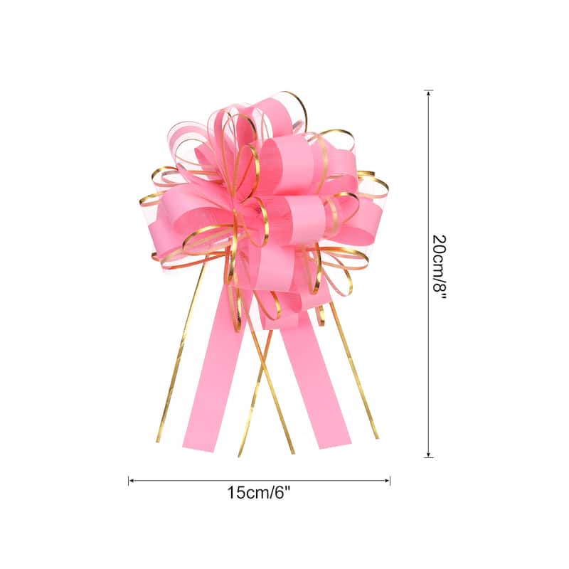 5pcs Large Big Pull Bow Gift Wrapping Bows Ribbon for Christmas - Pink - 6 Inch