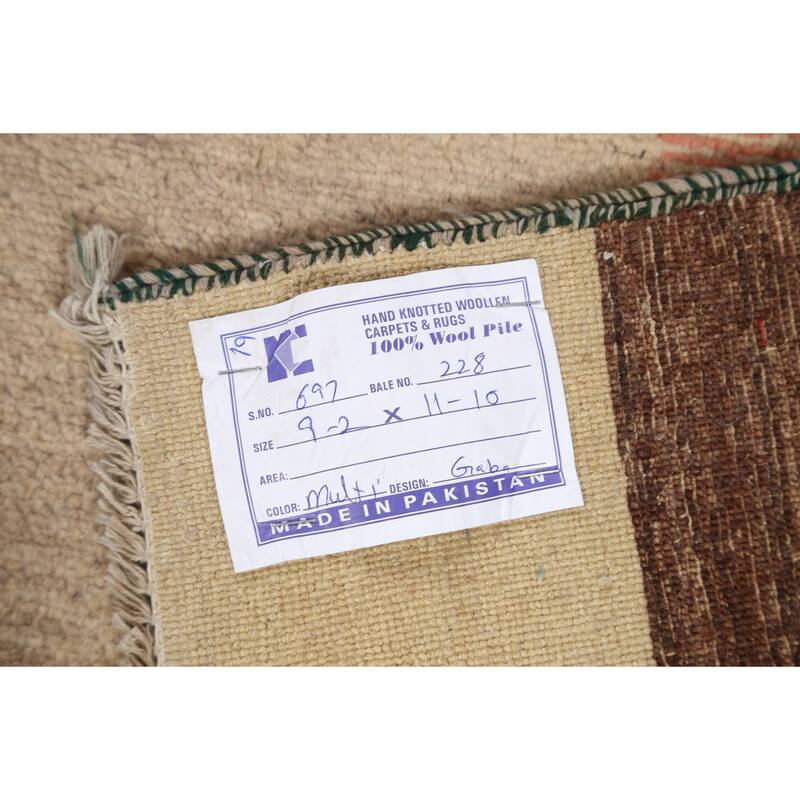 Hand Knotted Oriental 100% Wool Carpet Tribal All-Over Multi-Colored Gabbeh (kashkoli) Area Rug - 11' 8'' X 9' 2''