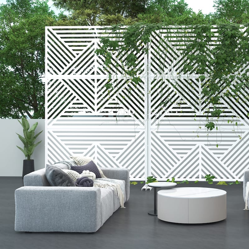 Zodiac Metal Privacy Screen Panel - 72*47 - White
