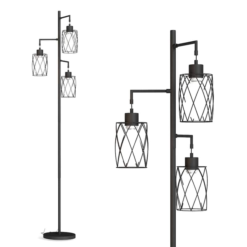 67 Inch 3-Light Tree Floor Lamp with Foot Switch, Easy to Assemble