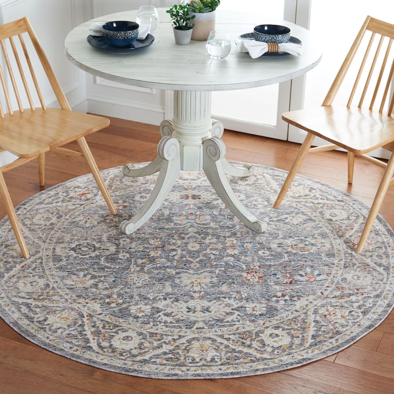 SAFAVIEH Olympia Niculina Abstract Rug - 6' Round - Grey/Ivory