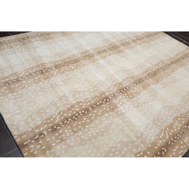 Hand Tufted Beige Animal Print Wool Area Rug