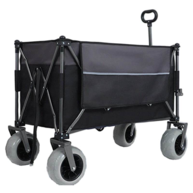9"X4"All-Terrain Balloon Wheels!300l Xl Heavy-Duty Folding Wagon Cart - 480lbs Capacity,Conquers Sand & Rough Terrain,W/Brakes