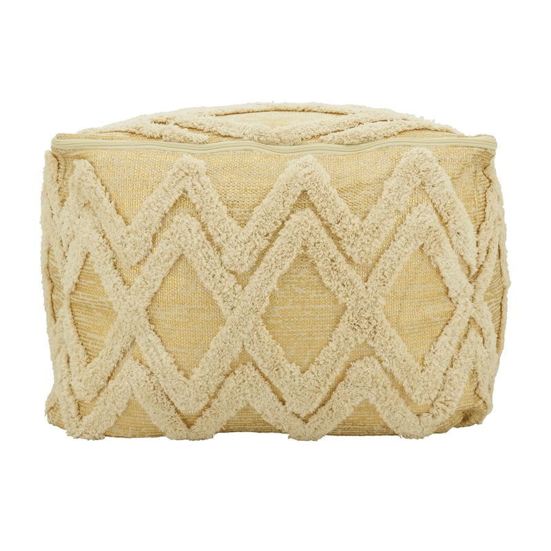 Floor Pouf With Foil Print Tufted Design