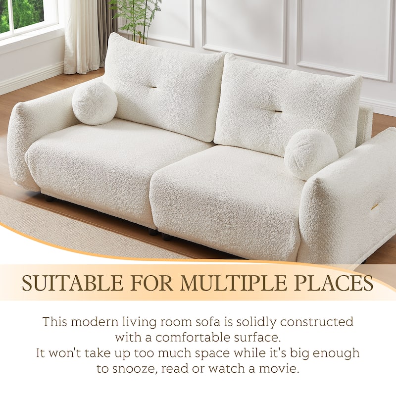90.5-In Living Room Couch with Pillows,Sectional Sofa with Thick Armrest and Seat,2 Colors