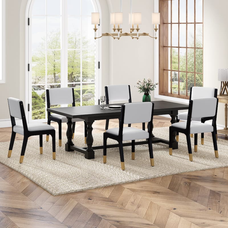 Wooden Dining Chairs Set of 2, Modern Fabric Upholstered Kitchen Side Chairs, Farmhouse Dining Room Accent Chair