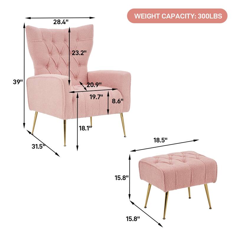 Ouyessir Upholstered Tufted Accent Chair with Ottoman