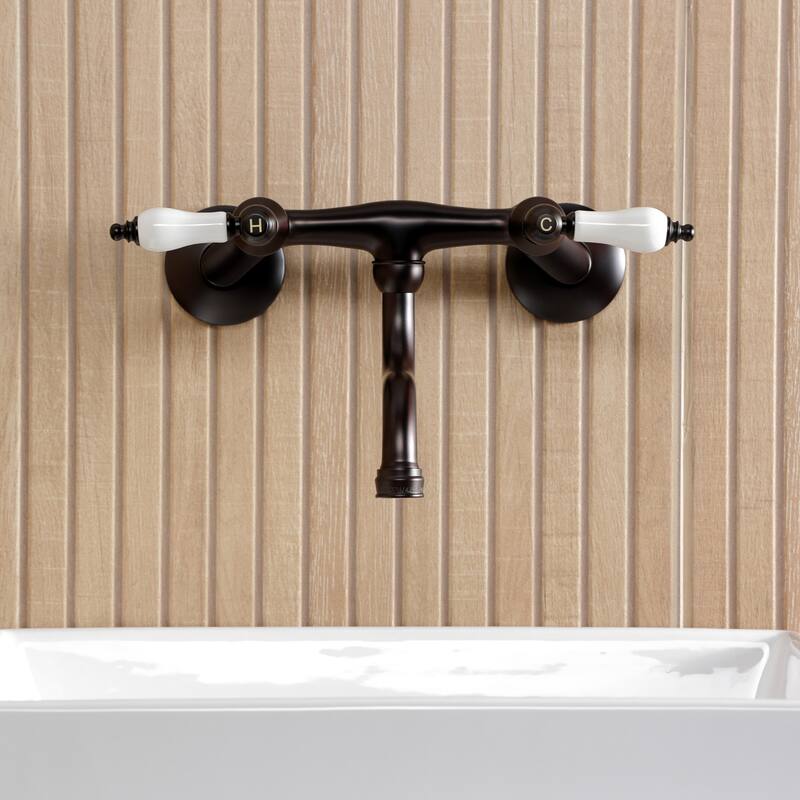 Kingston Brass Kingston Two-Handle 2-Hole Wall Mount Bathroom Faucet