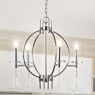 Laura 23" Crystal/Metal LED Chandelier, Chrome by JONATHAN  Y