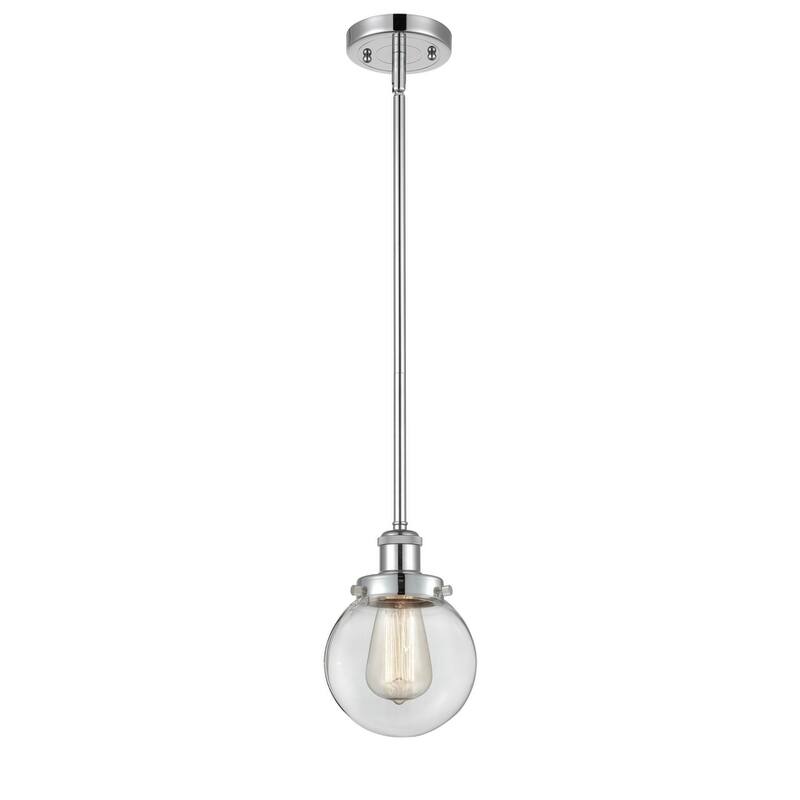 Innovations Lighting Beacon 6" Wide Mini Pendant - Rod Hung - Polished Chrome / Clear