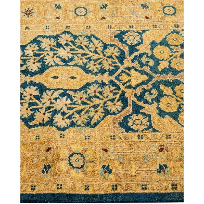 Ottoman, One-of-a-Kind Hand-Knotted Area Rug - Blue, 2' 7" x 10' 4" - 2' 7" x 10' 4"