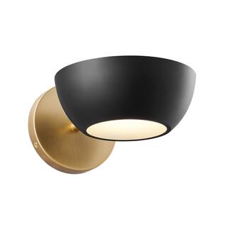 Wall Sconce in Matte Black and Natural Brass
