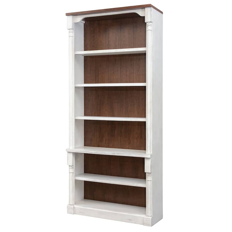 Rustic Open 8' Wood Bookcase, Storage Cabinet, White - 42W x 94H x 16D